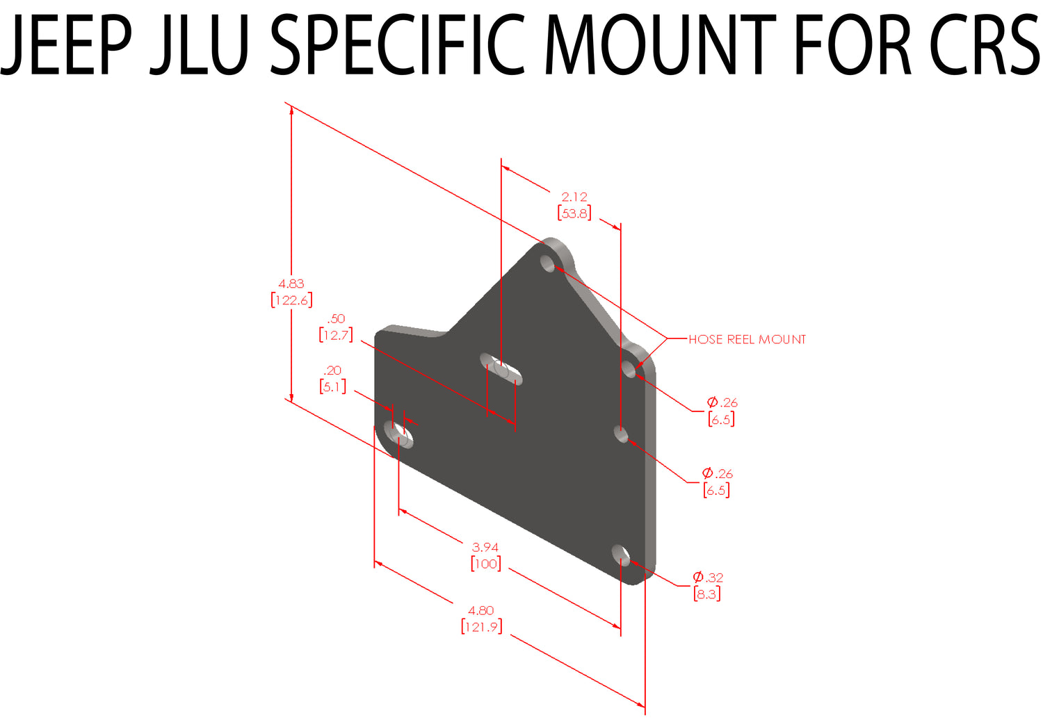 CRS JLU ROLL CAGE/UNIVERSAL VERTICAL MOUNTING BRACKET